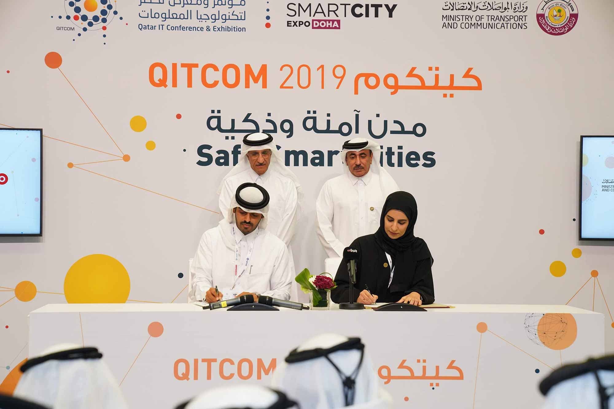 MOTC signs contracts for 11 projects during QITCOM 2019 for the TASMU Smart Qatar Program - slide 1